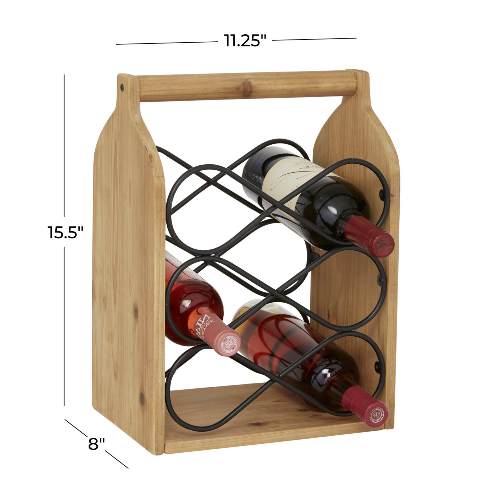 15" Brown Wood Rustic Wine Holder
